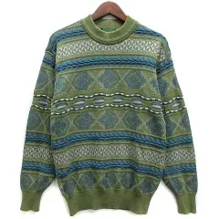 アーノルドパーマー Arnold Palmer レナウン 3D 立体編み ウール ニット セーター 長袖 グリーン 緑 M ヴィンテージ