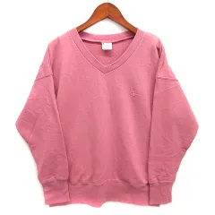 チャンピオン CHAMPION Vネック スウェット トレーナー 長袖 ワンポイント ピンク M CWSL006R