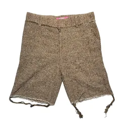 JUNYA WATANABE MAN PINK(ジュンヤワタナベマンピンク) 04AW Unfinished Hem Tweed Half Pants 縮絨加工 切りっぱなし ツイード ハーフ パンツ UN-P001 S ベージュ ショーツ