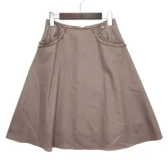エムズグレイシー M'S GRACY フリルポケット ウール フレア スカート 膝丈 ロゴプレート ベージュ 38 2019年