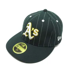 ニューエラ NEW ERA LP 59FIFTY MLB Pinstripe オークランド アスレチックス キャップ 帽子 ダークグリーン 7 1/4 57.7cm 美品