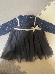 80cm 長袖 女の子 キッズ服 ベビー服 黒 紺 水玉