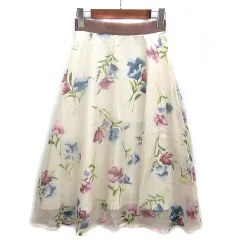レッセパッセ LAISSE PASSE シフォン フラワープリント スカート ロング ウエストゴム ベージュ 36