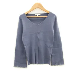 プロポーション ボディドレッシング PROPORTION BODY DRESSING リブニット カットソー 長袖 Vネック 無地 2 ブルー 青 /MS35のサムネイル