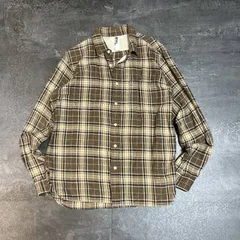 MHL. by MARGARET HOWELL Flannel Check Shirt Men's L Brown Made in Japan MHL. ネルシャツ 微起毛 メンズ L チェック ブラウン系 日本製 ※袖ボタン付近破れあり