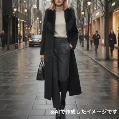 美品 IOSA イオサ 高級 豪華フォックスファー付きロングコート チェスターコート 女優コート 極上 ブルーフォックス ブラック 黒 レディース 11AR アンゴラ ウール 日本製 デート 通勤 ロング丈 冠婚葬祭 ファー取り外し可能