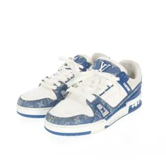 ルイヴィトン LOUIS VUITTON LV トレイナー･ライン カーフレザー×モノグラム･デニム スニーカー 靴 7 ブルー/ホワイト 白 青