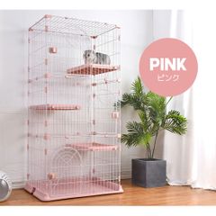 新品 キャットケージ キャットゲージ 3段 猫用品 分割可能 ピンク