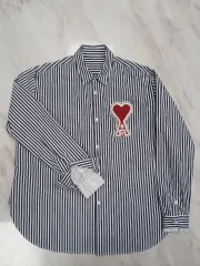 正規品 高級 アミ ストライプ パータン ユニセックス 長袖 シャツ S サイズ