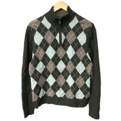 ブルックスブラザーズ BROOKS BROTHERS ハーフジップ ニット 長袖 セーター 柄 ウール M 茶 ブラウン メンズ