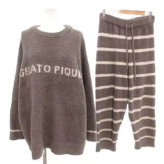 ジェラートピケ gelato pique セットアップ ルームウェア トレーナー イージーパンツ F ボーダー 茶 ブラウン /AE