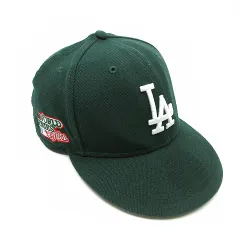 ニューエラ NEW ERA 59FIFTY クーパーズタウン ロサンゼルス ドジャース LA ワールドシリーズ キャップ 帽子 ダークグリーン 7 3/8 58.7cm