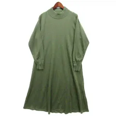 スタディオクリップ Studio Clip ボトルネック ニット ロング ワンピース Aライン 長袖 カーキ F