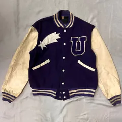 70s～ ビンテージ 袖レザー スタジャン ネイビー SIZE 44 No.T173