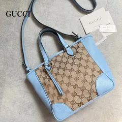 GUCCI グッチ 2WAY ショルダーバック ハンドバッグ GGキャンバス 449241 レザー ブラウン 水色 ブルー