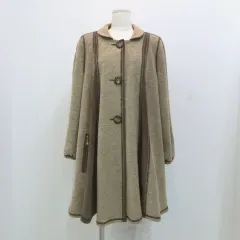 ベージュ フレア オーバーサイズ ウールコート 日本 ヴィンテージ
