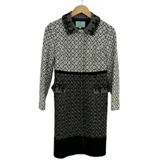 TOCCA(トッカ) コート サイズ0 XS レディース美品  - 黒×白 長袖/刺繍/フラワー(花)/秋/冬