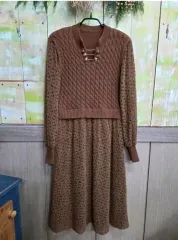 ニット バイカラーストレッチロングワンピース