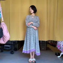 ＠　ソイル SOIL グリーン 花柄 フラワー ワンピース シャツ one-piece　shirt　long　ロング お呼ばれ　デート　オフィスカジュアル　食事会のサムネイル