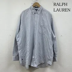 ラルフローレン The Big Oxford 長袖 ストライプ シャツ 裾ポニー ロゴ 刺繍 大きめ メンズ XL ISItems【USED】【古着】【中古】50148378