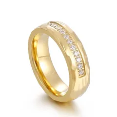 【新品】316Lチタン鋼リング メンズ ゴールド KR41999-K シンプル指輪 19号 G003_009