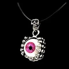 【N078】ネックレス　メンズ　レディース　レッド　赤　ブル―　青　おしゃれ　スカル　アイ　目玉　アクセサリー　ペンダント　ファッション