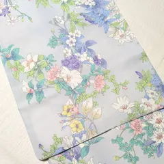 美品★小紋 袷 洋花 パステル 化繊 洋風 着物 088カジュアル 088