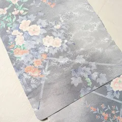 美品★小紋 袷 華やか シルバー ぼかし 化繊 小柄 ポリエステル 090