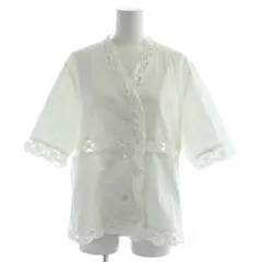 B&Y ユナイテッドアローズ BEAUTY&YOUTH ビューティー&ユース 半袖ブラウス シャツ 白 ホワイト レース Vネック /AP