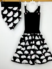 可愛いツリー柄のハンドメイド子供エプロンと三角巾のセット