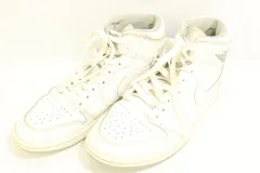 【中古】 NIKE メンズスニーカー 27 AIR JORDAN 1 MID NIKE 27 白 ホワイト ロゴ