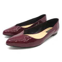 ファビオルスコーニ FABIO RUSCONI エナメル Vカット フラット シューズ パンプス F-4332 ワインレッド 36 約23-23.5cm