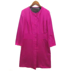 トゥモローランドコレクション TOMORROWLAND collection コットン シルク グログラン ノーカラーコート 七分袖 パープル 紫 38