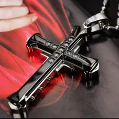 【N084】ネックレス　メンズ   レディース　ゴールド　シルバー　ブラック　ブルー　おしゃれ　クロス　十字架　アクセサリー　ペンダント　ファッション