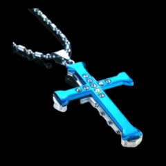 【N085】ネックレス　メンズ   レディース　ゴールド　シルバー　ブラック　ブルー　おしゃれ　クロス　十字架　アクセサリー　ペンダント　ファッション