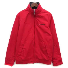 トミーヒルフィガー TOMMY HILFIGER ナイロン スタンドカラー ジャケット 衿ロゴ レッド 赤 M 78J8340