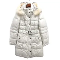 クミキョク 組曲 KUMIKYOKU リバーシブル ダウン コート ファー フード ベルト ベージュ アイボリー 2