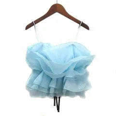 リリーブラウン Lily Brown ボリューム フリル ビスチェ バックリボン ブルー 青 F LWFT241081