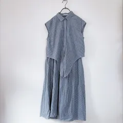 【OPAQUE.CLIP 】オペークドットクリップ(38)ノースリーブ シャツワンピース ストライプ ドッキング　ワンピース