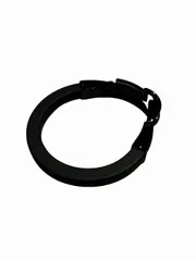 エンポリオアルマーニ EMPORIO ARMANI ラバー ブレスレット ロゴ金具 メタリック サークルデザイン 黒 ブラック 