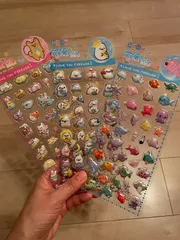 シール 立体カプセルシール ステッカー デコシール ボンボンドロップシール プチドロップステッカー 3個  3D ぷくぷくシール 海の生き物