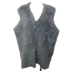 ディスコート Discoat 美品 23AW フェザーヤーンチュニックベスト ジレ ニット プルオーバー Vネック 厚手 フリーサイズ グレー /X
