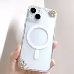 iPhone16pro iPhone15 magビジュー スマホケース クリアケース ワイヤレス充電 キラキラ ストーン