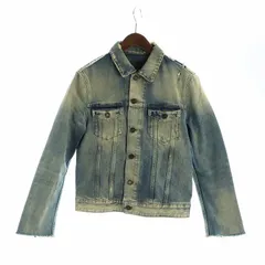 【中古】SAINT LAURENT PARIS ヴィンテージ 2019年製 デストロイド デニムジャケット Gジャン 長袖 ダメージ加工 S 青 サンローラン パリ SAINT LAURENT PARIS ヴィンテージ 2019年製