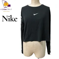 Nike Dri-FIT クロップド丈 ロングTシャツ 黒 ルーズフィット スウッシュロゴ