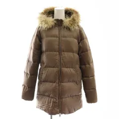 ナチュラルビューティーベーシック NATURAL BEAUTY BASIC ファー付き フード ダウンコート ロング S 茶 ブラウン /AT ■OS