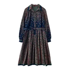 old　レトロワンピース　ロング　ヴィンテージ　ボタニカル　総柄　70s　80s　リアル