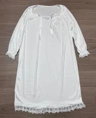 【訳あり】 ルームウェア 長袖 Mサイズ プリンセス ネグリジェ レース フリル リボン 一部ズレ