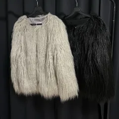 長毛ファーアウター (新品 = グレー、ブラック)