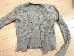 グレー ゴージ ニット カーディガン セット